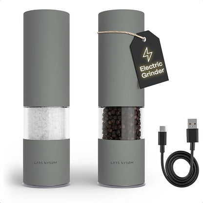 LARS NYSØM Electric Salt and Pepper Grinder Set I Automatic Salt and Pepper by LN