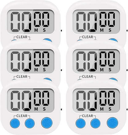 LinkDm 6 Pack Small Digital Kitchen Timer Magnetic Back and ON/Off Switch by LinkDm