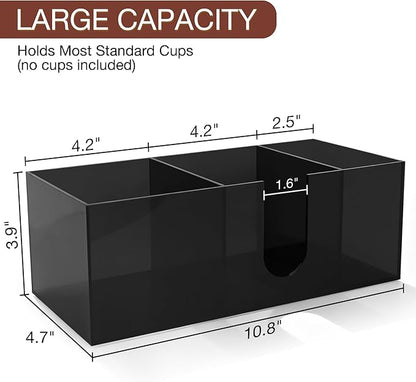 Acrylic Coffee Cup Holder for Countertop, 3 Slots Acrylic Coffee Bar - Image 2