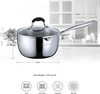 SLOTTET Tri-Ply Whole-Clad Stainless Steel Sauce Pan - Image 5