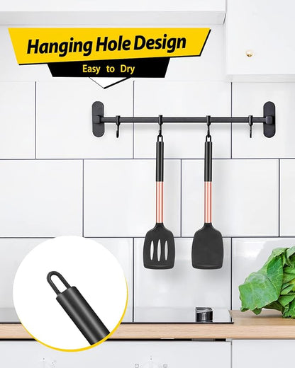 Pack of 2 Silicone Solid Turner, Non Stick Slotted Kitchen Spatulas, High Heat - Image 4