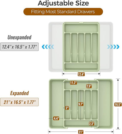 ukeetap Extra Large Expandable Silverware Organizer, BPA-Free Food-Safe Cutlery - Image 3