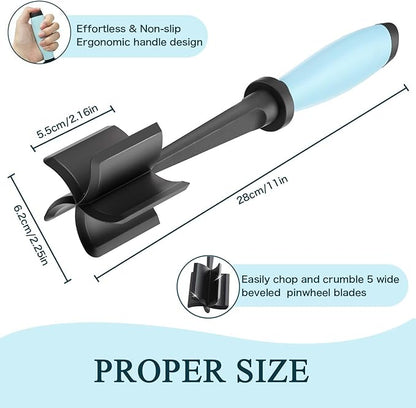 Meat Chopper, 5 Curve Blades Ground Beef Masher, Heat Resistant Meat Masher Tool - Image 4