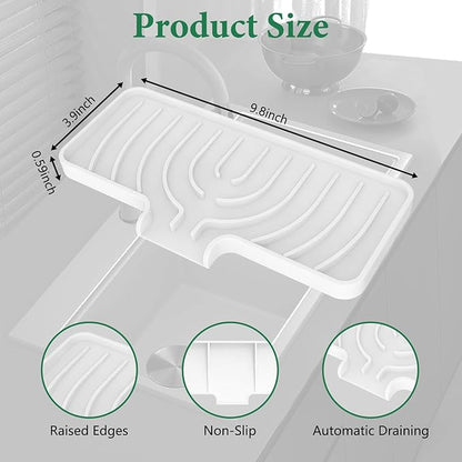 GUUKIN Sponge Holder for Kitchen Sink, 10x4 inch Silicone Dish Drying Mat - Image 2