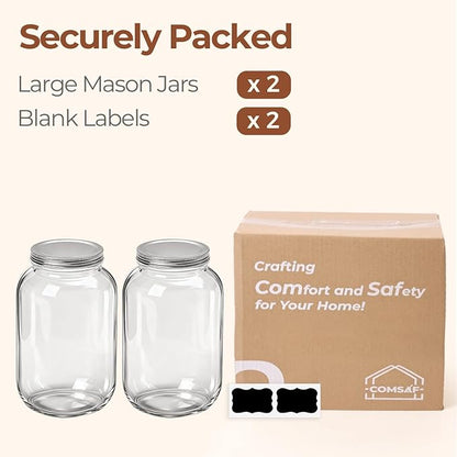 ComSaf 1 Gallon Wide Mouth Mason Jars 2 Pcs, 128 oz Glass Jars - Image 8