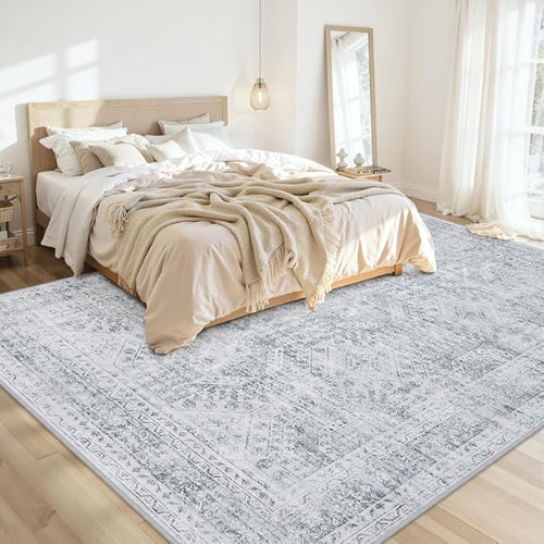 8x10 Area Rugs for Living Room: Vintage Boho Neutral Washable Rug Indoor Soft - Image 2
