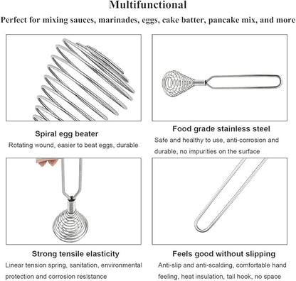 Stainless Steel Spring Coil Whisk Wire Whip Cream Egg Beater Gravy Cream Hand - Image 4