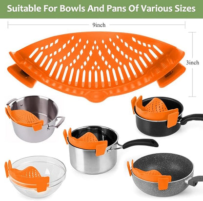YEVIOR Clip on Strainer for Pots Pan Pasta, Silicone Food Strainer Hands-Free - Image 3