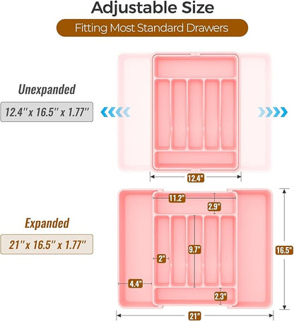 ukeetap Extra Large Expandable Silverware Organizer, BPA-Free Food-Safe Cutlery - Image 3