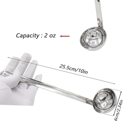 3 Pcs 2 oz Stainless Steel Soup Ladle Set, Long Handle Serving Spoons - Image 3