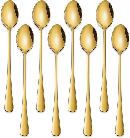 7.5 Inch Gold Iced Tea Spoons, Long Handle Stirring Spoon by DEHOVKitchen
