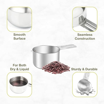 2PCS 2/3Cup Single Measuring Cup, Etched Inner Scale Stainless Steel Measure - Image 5