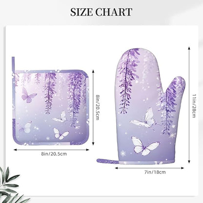 Oven Mitts and Pot Holders Lavender Butterfly Light Purple Flower Silicone - Image 3
