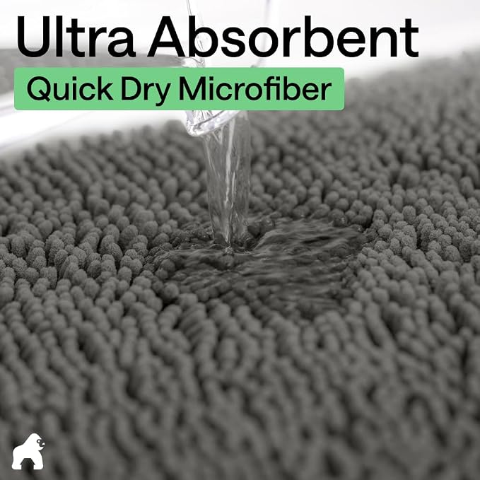 GORILLA GRIP Bath Rug Mat 60x24, Soft Absorbent Chenille, Quick Dry Microfiber - Image 5