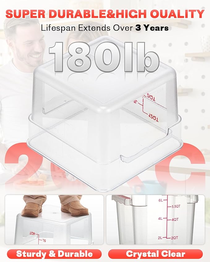 6QT Clear Food Storage Containers: 2 PCS NSF Food Storage Containers - Image 6