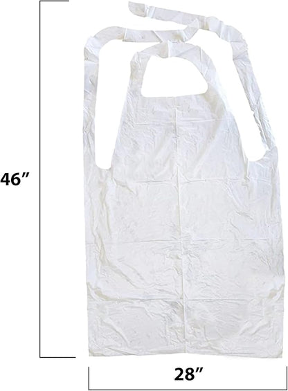 MT Products 2 Mil White Disposable Poly Aprons 46"x28" - Image 2