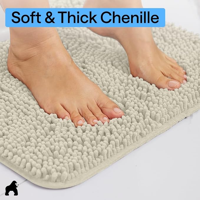 GORILLA GRIP Bath Rug Mat 36x24, Thick Absorbent Chenille, Quick Dry Microfiber - Image 4