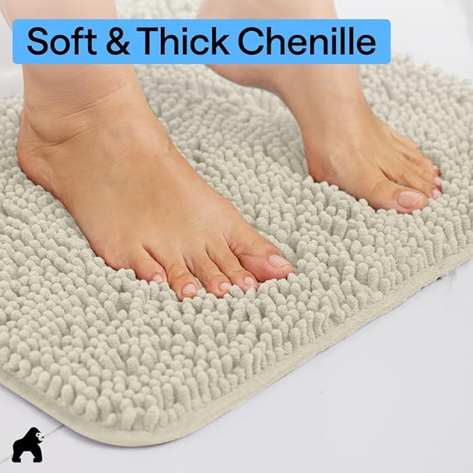 GORILLA GRIP Bath Rug Mat 30x20, Thick Soft Absorbent Chenille, Quick Dry - Image 4