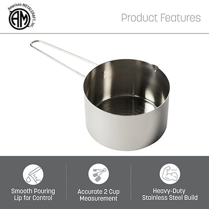 American METALCRAFT, Inc. MCW200 2-Cup Stainless Steel Measuring Cup - Image 3