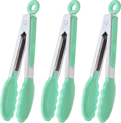 HINMAY Mini Tongs with Silicone Tips 7 Inches Silicone Cooking Tongs by HINMAY