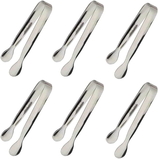 6PCS Ice Tongs Mini Sugar Tongs 4.25Inch Stainless Steel Kitchen Utensils Set by Sunenlyst