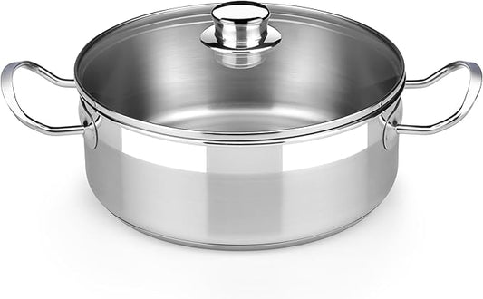 BRA COOKWARE Profesional 18/10 Stainless Steel Stock Pot w/Glass Lid | 8 Inch by BRACookware