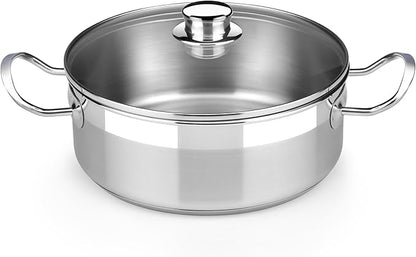 BRA COOKWARE Profesional 18/10 Stainless Steel Stock Pot w/Glass Lid | 9.5 Inch by BRACookware