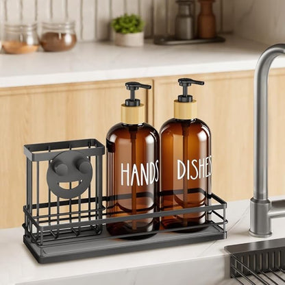 Moforoco Kitchen Dish Soap Dispenser Set, 16OZ Glass Bottle, Hand and Dish Soap - Image 6