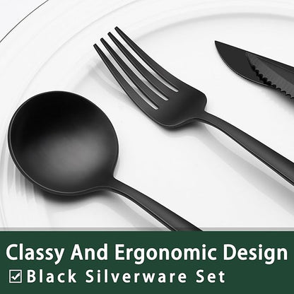 EWFEN 24-Piece Black Silverware Set - Image 3
