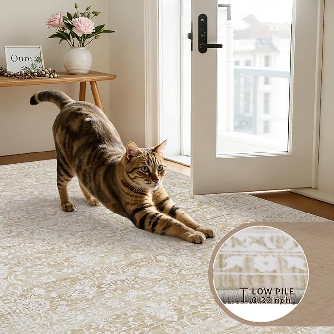 5x7 Area Rugs for Living Room: Vintage Boho Neutral Washable Rug Indoor Soft - Image 7