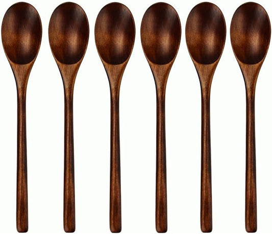AOOSY Spoons, Wooden Spoons for Eating, 6 Pieces Japanese Natural Soup Spoons by AOOSY
