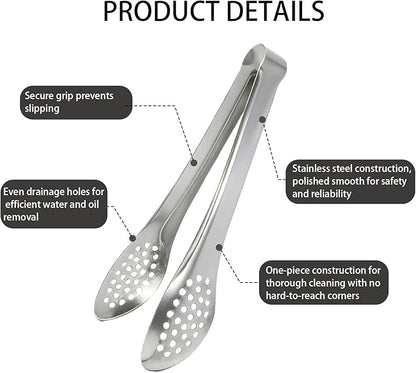 6 PCS Silver Serving Tongs for Party 7 Inch Stainless Steel Serving Utensils - Image 4