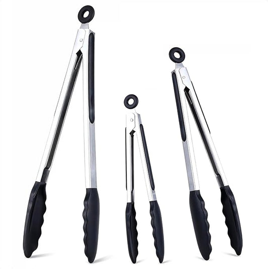 Kitchen Tongs Set of 3, Non-Stick Non-Scratch Heat Resistant Tongs by DAILYKISN