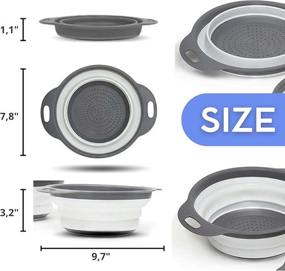 White Round Silicone Collapsible Colander – Silicone Round Kitchen Strainers - Image 2