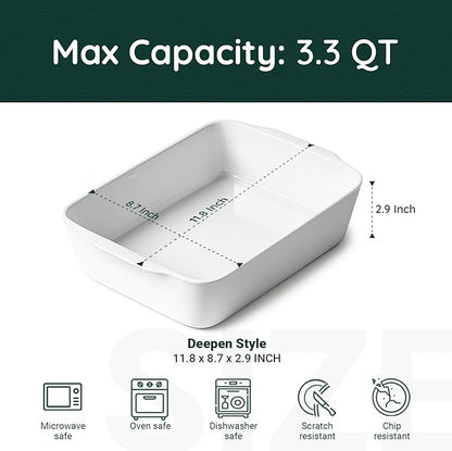 HOMBENE 3.3 QT Ceramic Baking Dish, Lasagna Pan - Image 2