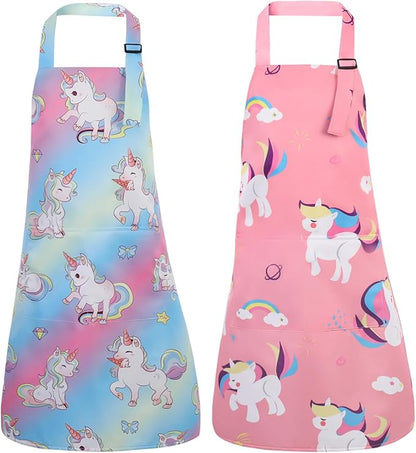 2 Pack Kids Apron, Cute Cooking Aprons, Waterproof Art Apron - Image 8