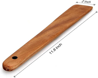 12 Inch Teak Wood Spatula for Cooking Non Toxic Kitchen Utensil Scraper Spurtle - Image 6