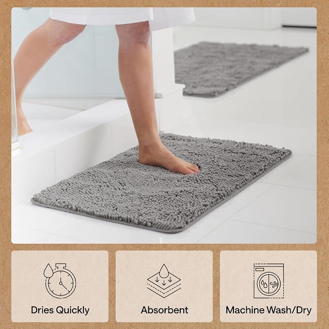 GORILLA GRIP Bath Rug Mat 44x26, Thick Soft Absorbent Chenille, Quick Dry - Image 7
