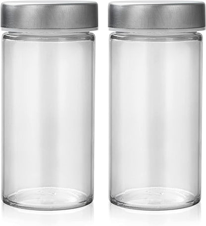 2 Pcs Glass Spice Jars/Bottles - 3oz Empty Round Spice Containers by Tianifa