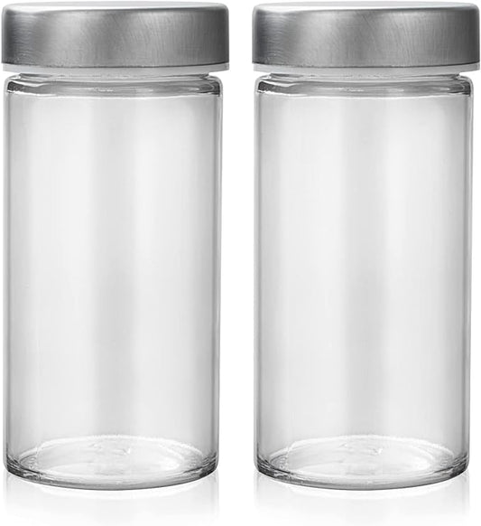 2 Pcs Glass Spice Jars/Bottles - 3oz Empty Round Spice Containers by Tianifa