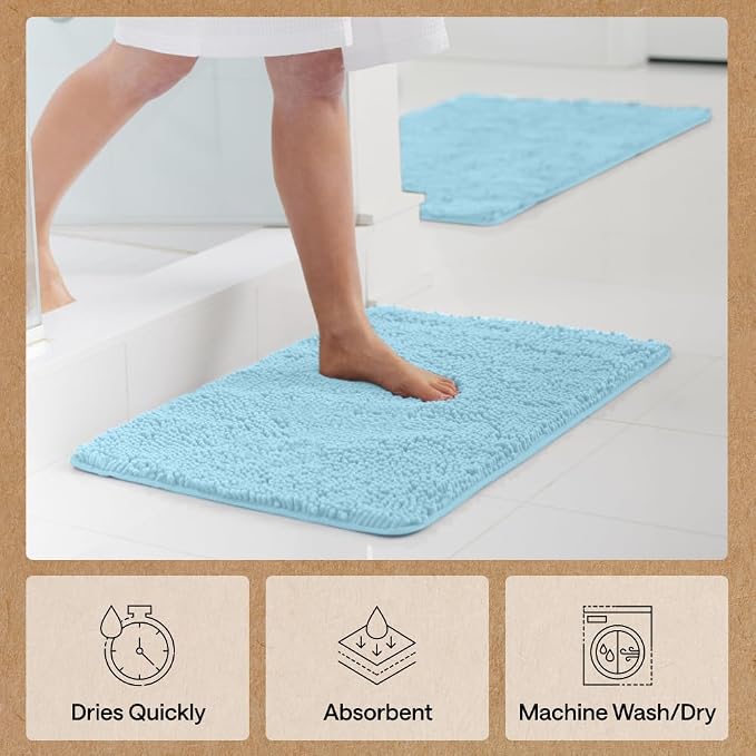 GORILLA GRIP Bath Rug Mat, Thick Soft Absorbent Chenille, Quick Dry Microfiber - Image 7