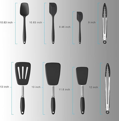 Silicone Spatulas Set Turners Tongs Cooking Utensils Set High Heat Resistant - Image 8