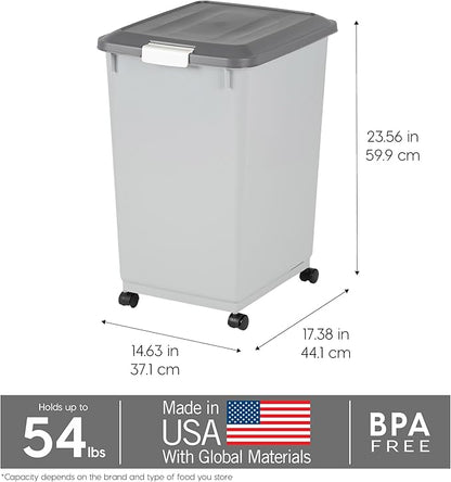 IRIS USA Dog Food Storage Container 54 lbs, Airtight Lid, 2-Cup Scoop, Double - Image 3
