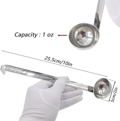3 Pcs 1 oz Stainless Steel Soup Ladle Set, Long Handle Serving Spoons - Image 3