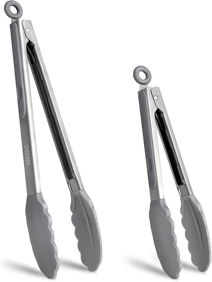 Tongs for Cooking, 600ºF High Heat-Resistant Stainless Steel Kitchen Tongs by EEKEDO