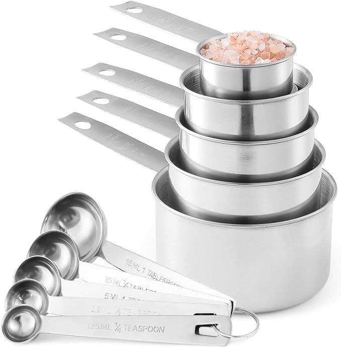 Stainless Steel Measuring Cups And Measuring Spoons 10-Piece Set, 5 Cups And 5 by Laxinis+World