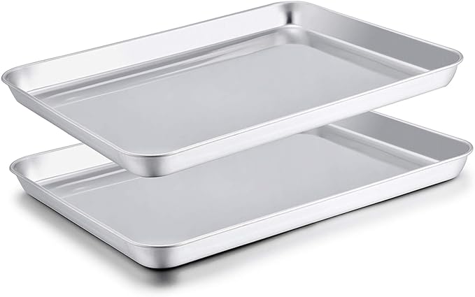 TeamFar Baking Sheet Set of 2, Baking Pans Tray Cookie Sheet Stainless Steel by TeamFar