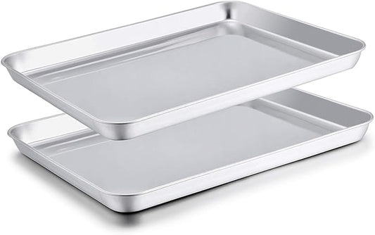 TeamFar Baking Sheet Set of 2, Baking Pans Tray Cookie Sheet Stainless Steel by TeamFar