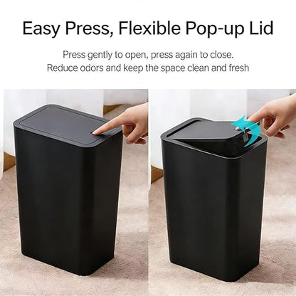 Compact Push-in Trash Can with Lid - Image 5