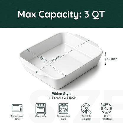HOMBENE 3 QT Wide Ceramic Baking Dish, Lasagna Pan - Image 2